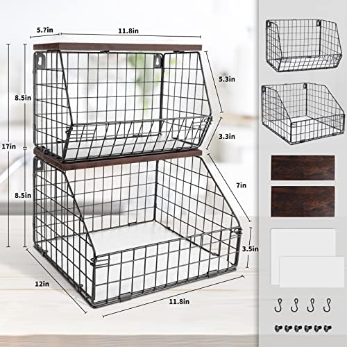 Mefirt Fruit Basket, Stackable Wall Mounted Fruit Baskets, Potato