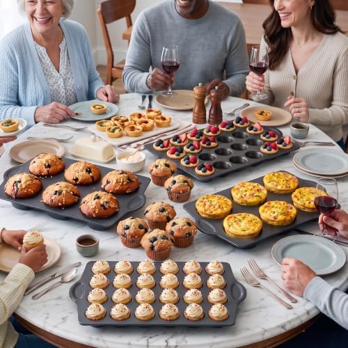 HONGBAKE Mini 24 Ceramic Muffin Pan Set, Nonstick Cupcake Pans with