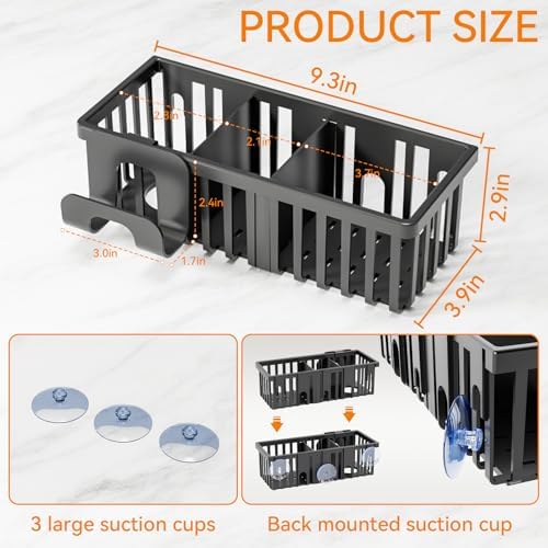 Yieach 3-In-1 In-Sink Sponge Holder, Black