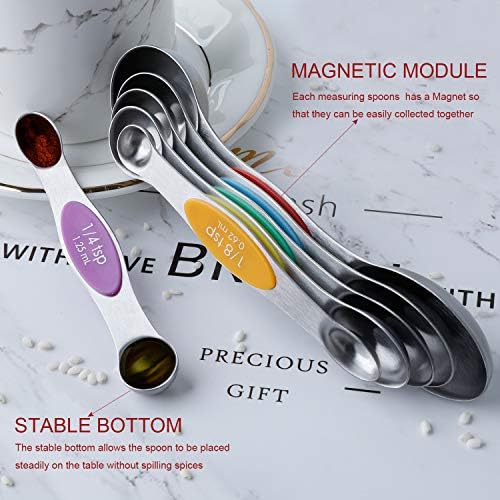 Magnetic Measuring Spoons Stainless Steel Dual Sided Teaspoons