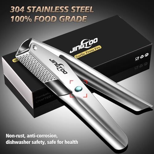 Stainless Steel Garlic Press, No-Peel