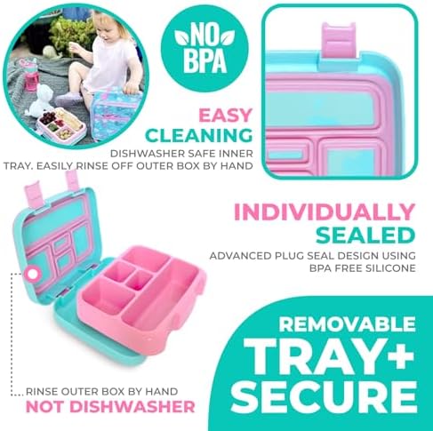 kinsho Kids Bento Lunch Box Set, Aqua Cat Mermaid