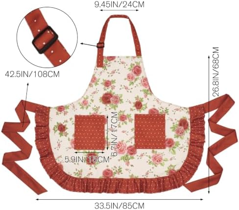 Cute Aprons for Women with Pockets, Cooking Kitchen Apron Dress for