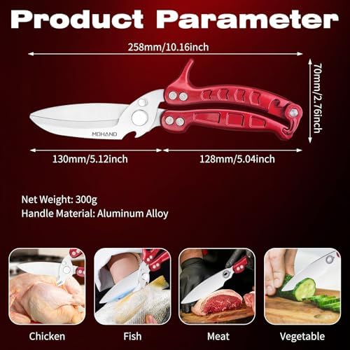 Heavy Duty Poultry Shears - Food Kitchen Scissors for Chicken and Meat