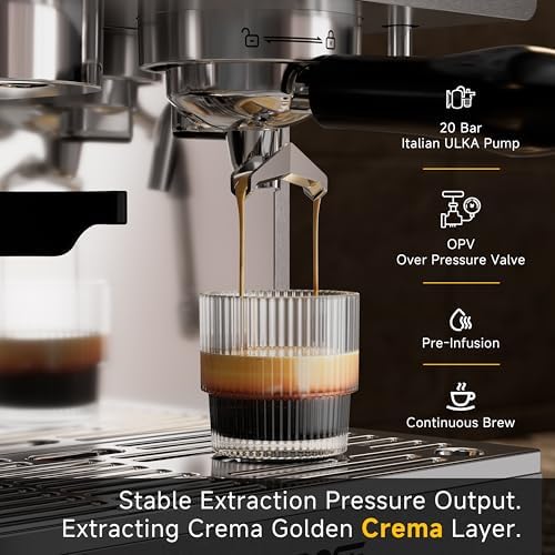 20 Bar Espresso Machine with Grinder, Stainless Steel