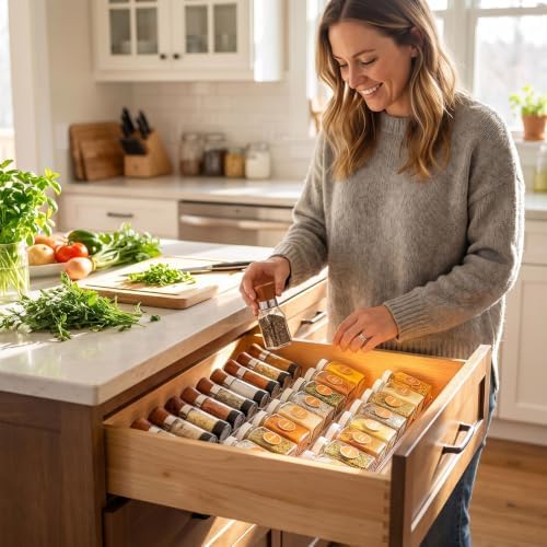 Acrylic Spice Drawer Organizer, 8 Pack Seasoning Organizer Rack