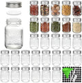 CycleMore 30 Pack 4oz Round Glass Spice Jars with Shaker Lids & Metal