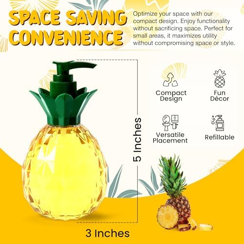 SIMPLE PLEASURES Pineapple Coconut Hand Soap Dispenser, BPA Free