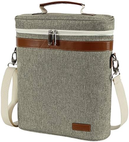 3 Bottle Insulated Wine Carrier Tote with Shoulder Strap & Corkscrew