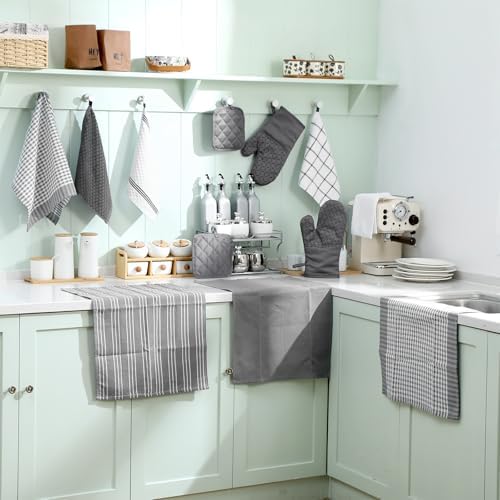 LemonRoad 12 Pcs Oven Mitts Kitchen Towels Dishcloths with Pot Holders