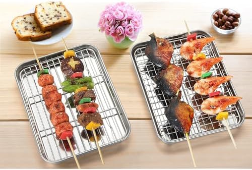 Stainless Steel Baking Sheet Cookie Sheet Pan with Cooling Rack Set of