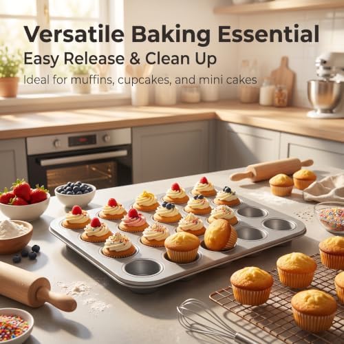24-Cup Heavy Duty Aluminum Muffin Pan 14.8 x 10.1 x 0.9 in