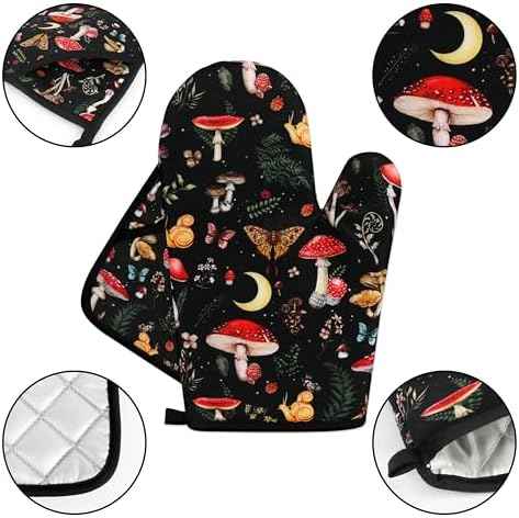 Mushroom Oven Mitts and Pot Holders Sets Cute Oven Gloves Heat