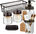 SheeChung Mason Jar Bathroom Accessories Set, 6Pcs Brown