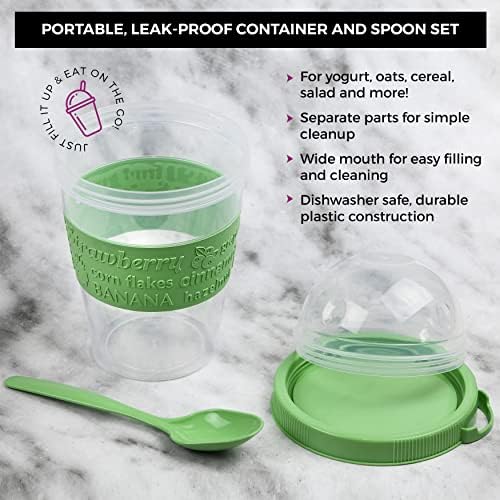 Tribello 20 OZ Overnight Oats Container With Lid, Set of 4 Crunch Cups