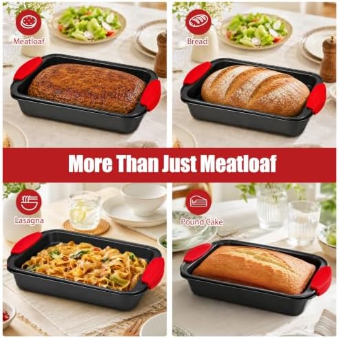 2 Piece Meatloaf Pan with Drain Tray, Nonstick Carbon Steel Loaf Pan