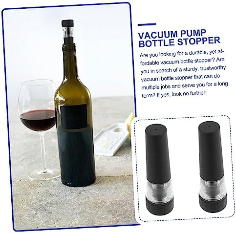 2pcs Vacuum Wine Stopper Black Plastic for Wine Bottles