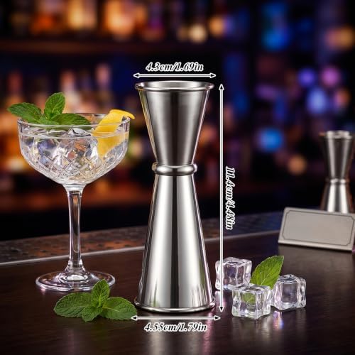 10 Pcs Double Jigger for Bartending, 1 oz & 2 oz Stainless Steel