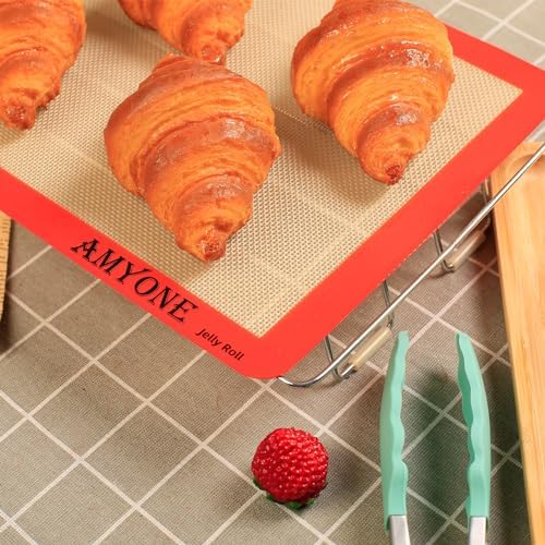 AMYONE Silicone Baking Mats for 10x15" Jelly Roll Pan, Platinum, 2PCS