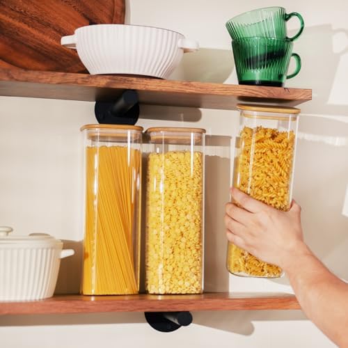 D2scrma 71oz/2.2Qt Square Glass Storage Containers with Lids 3-Pack