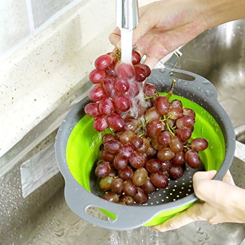 QiMH Collapsible Colander and Strainer Set of 4, Food-grade Sturdy Plastic Base - Image 5