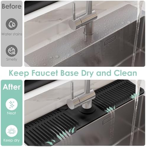 24 Inch Silicone Faucet Mat for Kitchen Sink Splash Guard Behind