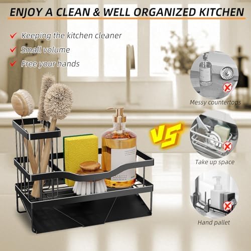 Mecyfaty Stainless Steel Sink Caddy with Drain Tray