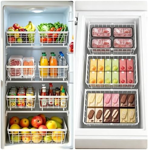 2 Pack Expandable Freezer Organizer Bins, Stackable Chest Freezer