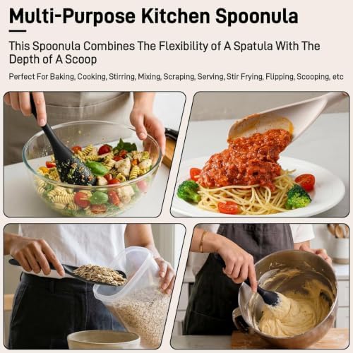 3 PACK Silicone Cooking Spoon Spatula for Nonstick Cookware