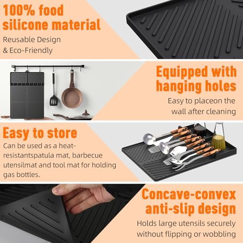 Silicone Grill Mat Compatible with Blackstone, Black