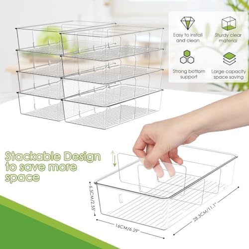 ZIZOTI Snack Organizer for Pantry Shelf, 6 Pack Clear Plastic Pantry