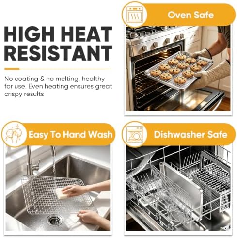 TeamFar Stainless Steel Baking Sheet with Wire Rack Set, 16"x 12"x 1"