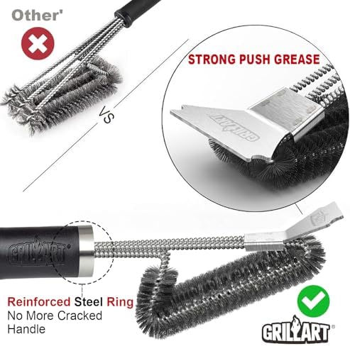 GRILLART Grill Brush and Scraper, 18" Stainless Steel