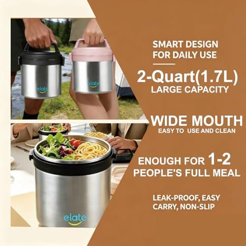 Elate 2-Quart/64oz Camp Crock Thermos Wide-Mouth Thermal Container