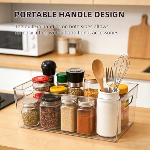 6 Pack Thick Clear Stackable Storage Bins, Cabinet Organizer, Plastiic