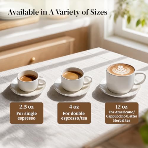DOWAN 4 Ounce Stackable Espresso Cups, Porcelain Espresso Cups with
