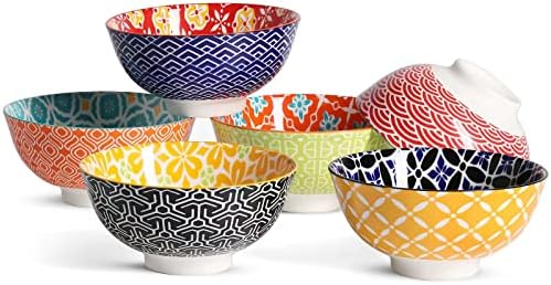 Metahom Small Ceramic Bowls, Colorful Dessert Bowls 10 Oz, Set of 6