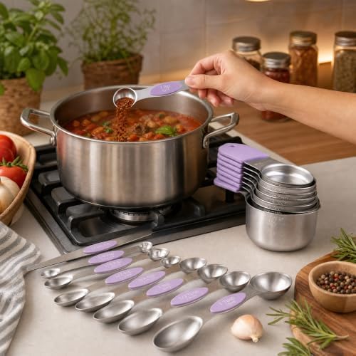 16-Piece Magnetic Measuring Cups and Spoons Set - Purple
