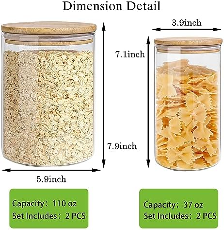 Glass Storage Jars Set Elegant Containers with Airtight Bamboo Lids