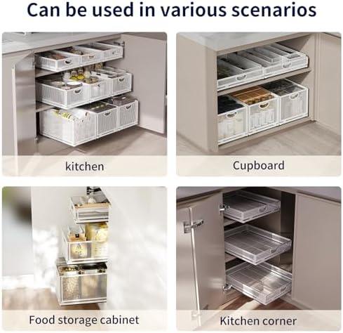 Pull Out Cabinet Organizer, No Drill Adhesive Sliding Drawers for