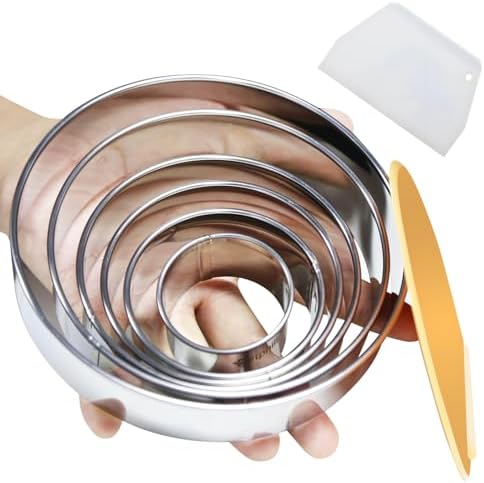 6 Pack Round Cookie Cutter Set (2, 3, 3.5, 4, 5, 6 Inch) Biscuit
