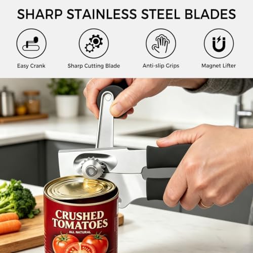NileHome Commercial Hand Crank Can Opener with Extra-Long Handles