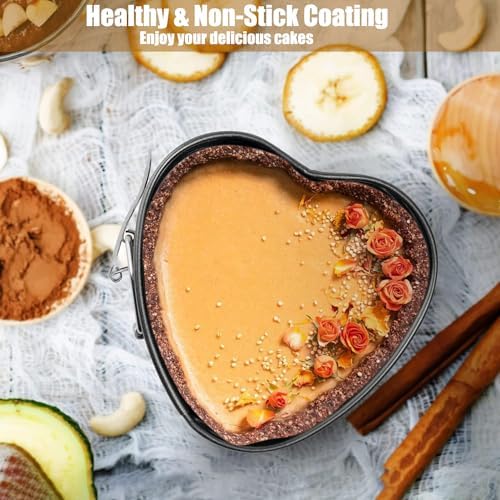 Springform Cake Pan Set of 3 (4, 7, 9 Inch) Heart Leakproof Nonstick