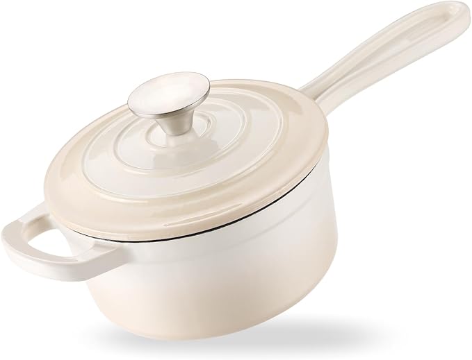 Enameled Cast Iron Sauce Pan, 1 Quart Enameled Saucepan by NSIRONS