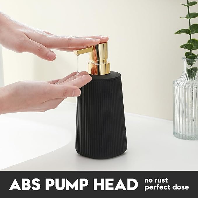 Small Soap Dispenser for Bathroom and Kitchen, Modern Farmhouse Striped Style - Image 3