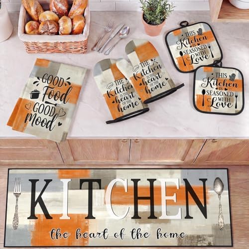 Kitchen Decor and Accessories Set of 10, Orange Beige
