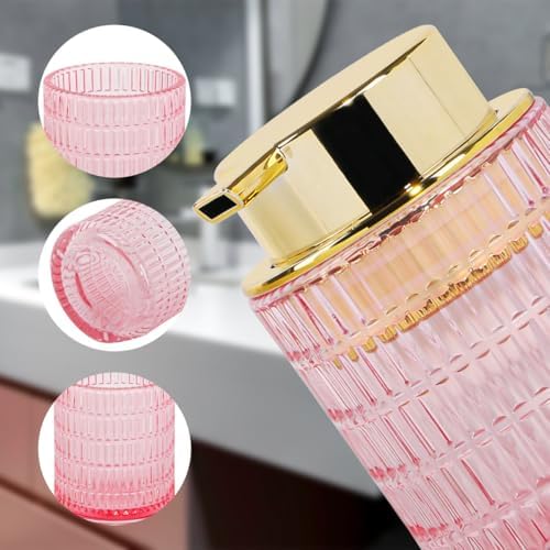 Foaming Soap Dispenser, Pink Glass Foam Soap Dispenser for Bathroom