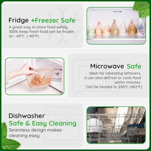 Reusable Silicone Food Storage Bags, 3-Pack Variety Set