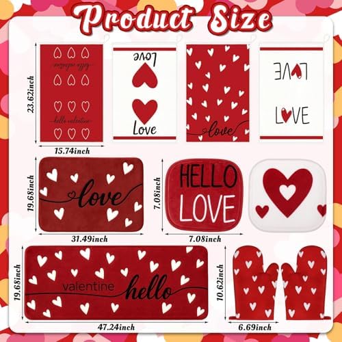 Tieshankao 10Pcs Valentines Day Kitchen Decor Set Towels Pot Holders