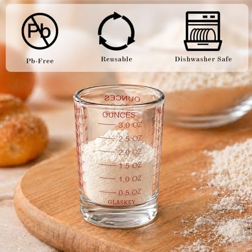 GLASKEY 2 Pack Shot Glass Measuring Cup Set,3 oz/90ml Liquid Heavy